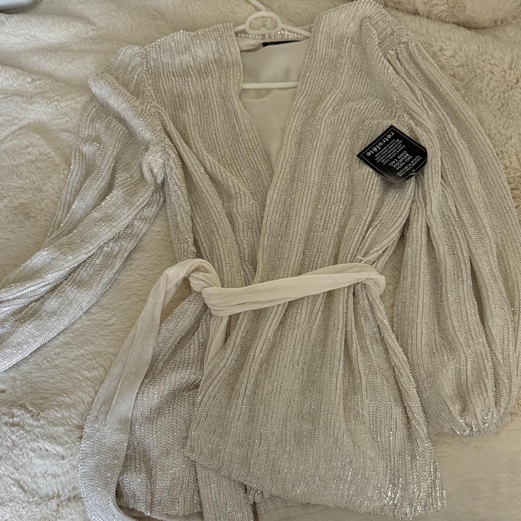 Retrofete Silver Sequin Wrap Top